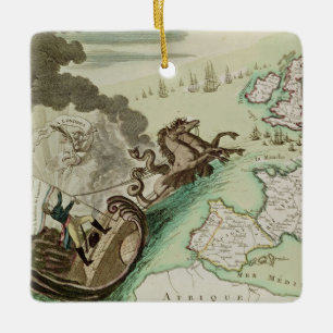 Map of Naval Attack on England by Napoleon Ceramic Ornament