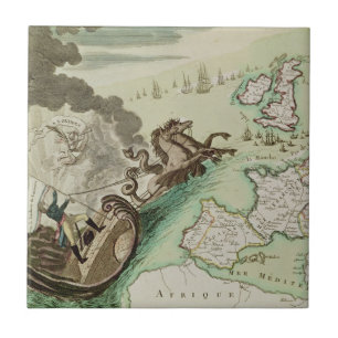 Map of Naval Attack on England by Napoleon Ceramic Tile