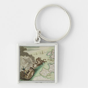 Map of Naval Attack on England by Napoleon Key Ring