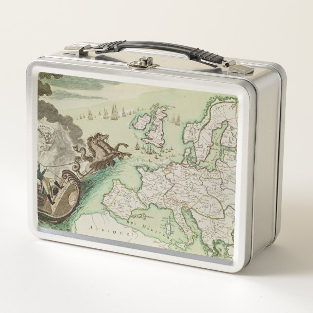 Map of Naval Attack on England by Napoleon Metal Lunch Box (Front)
