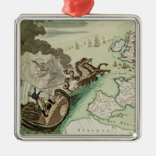 Map of Naval Attack on England by Napoleon Metal Ornament