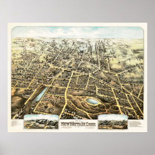 Map of New Britain, Connecticut from 1875 Poster
