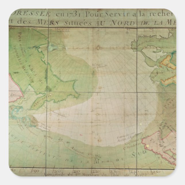 Map of New Discoveries Square Sticker (Front)