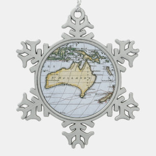 Map of New Holland Snowflake Pewter Christmas Ornament