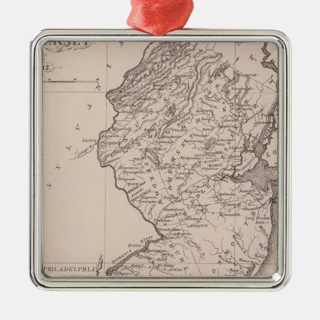Map of New Jersey, 1812 Metal Tree Decoration (Front)