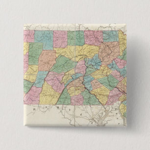 Map of New Jersey And Pennsylvania 15 Cm Square Badge