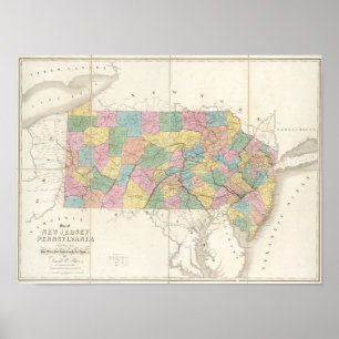 Map of New Jersey And Pennsylvania Poster