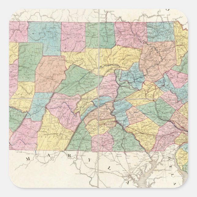 Map of New Jersey And Pennsylvania Square Sticker (Front)