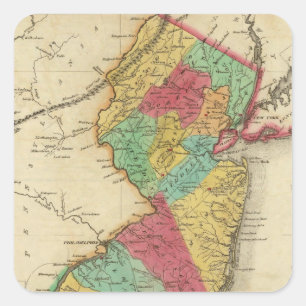 Map Of New Jersey Square Sticker