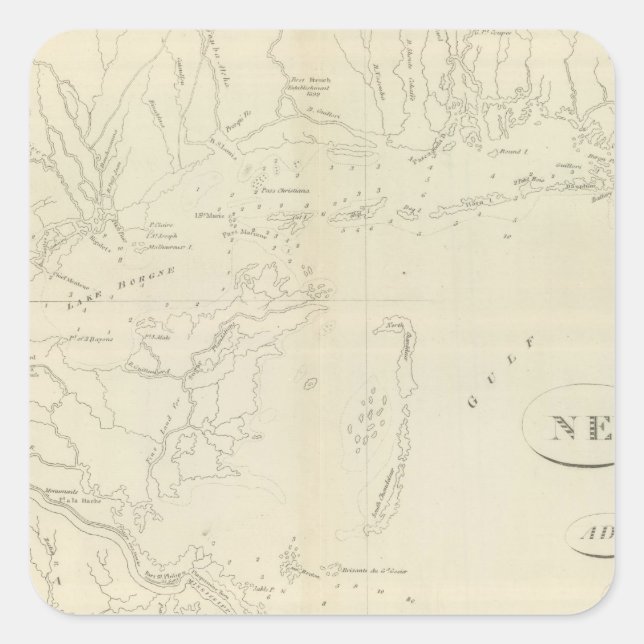 Map of New Orleans Square Sticker (Front)