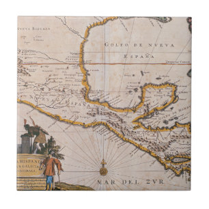 Map of New Spain  New Galicia & Guatemala, 1625 Ceramic Tile