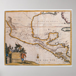 Map of New Spain  New Galicia & Guatemala, 1625 Poster