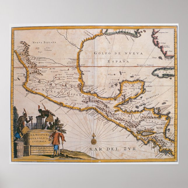 Map of New Spain |New Galicia & Guatemala, 1625 Poster (Front)