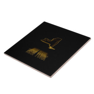 Map of New York, Gold Map Ceramic Tile