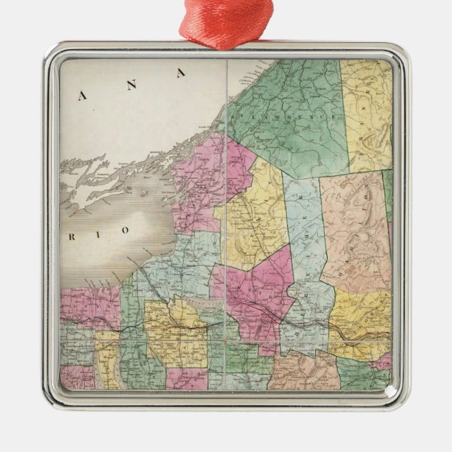 Map of New York Metal Tree Decoration (Front)