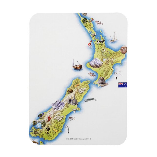 Map of New Zealand Magnet (Vertical)