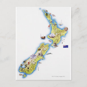 Map of New Zealand Postcard