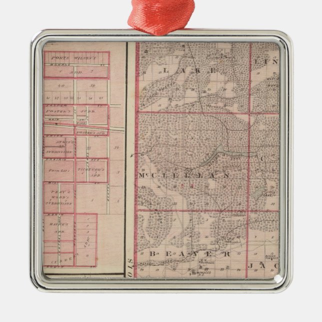 Map of Newton County with Goodland and Kentland Metal Ornament (Front)