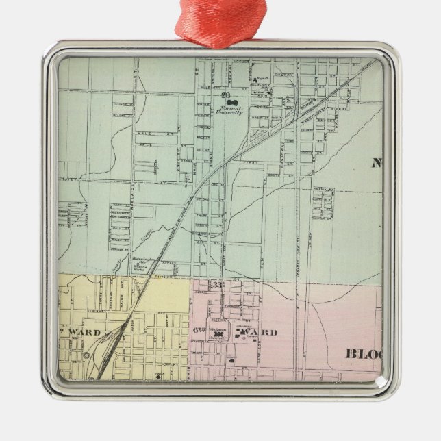 Map of Normal, Bloomington Metal Ornament (Front)