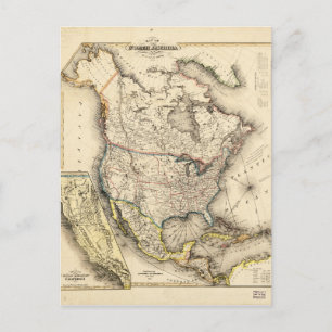 Map of North America (1850) Postcard