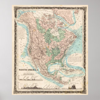Map of North America (1859) Poster