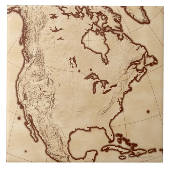 Map of North America 2 Ceramic Tile (Front)