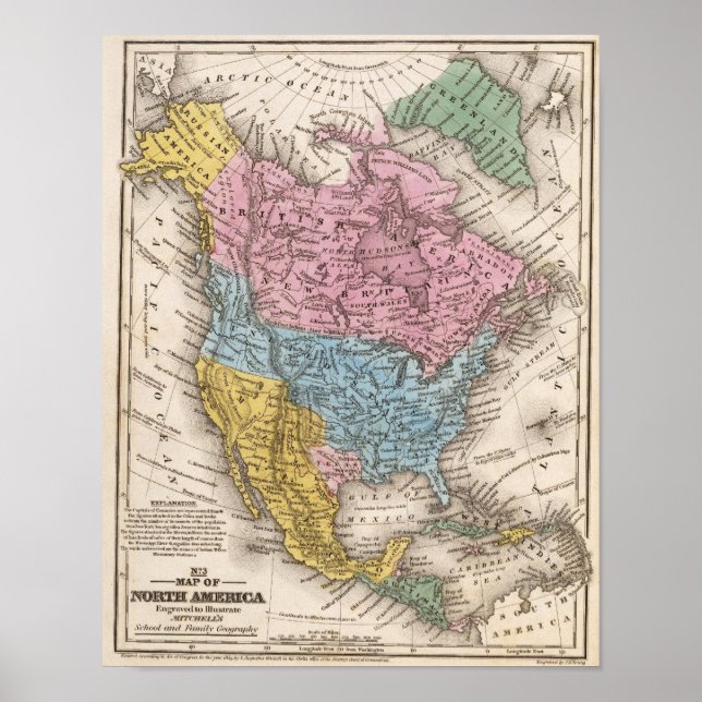 Map of North America 2 Poster (Front)