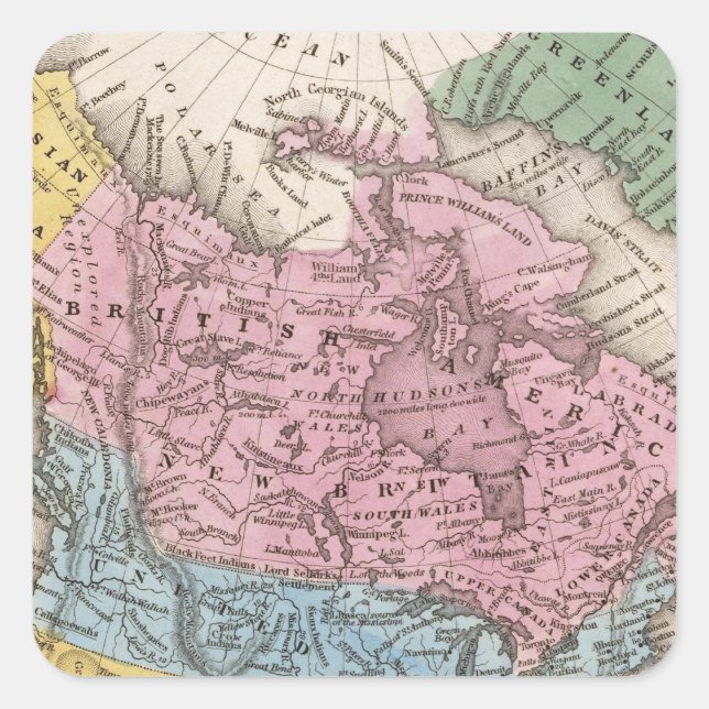 Map of North America 2 Square Sticker (Front)