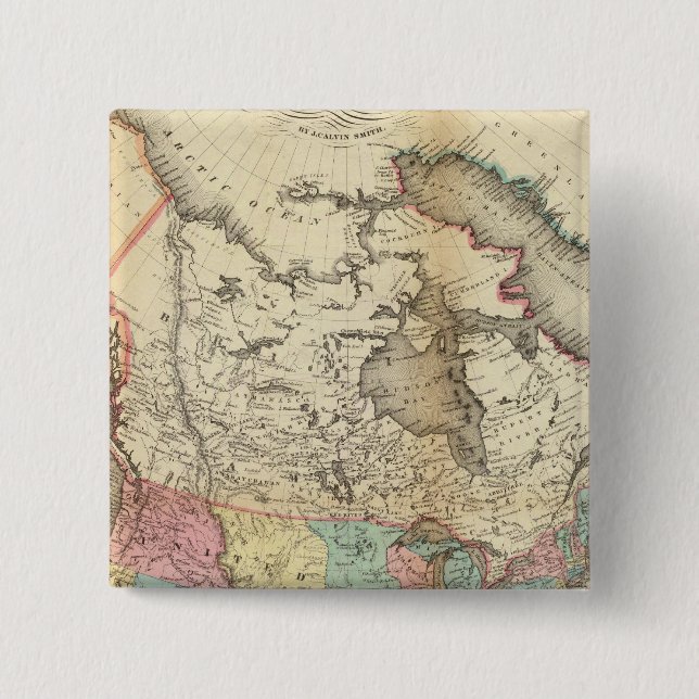 Map of North America 3 15 Cm Square Badge (Front)
