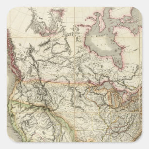 Map of North America 4 Square Sticker