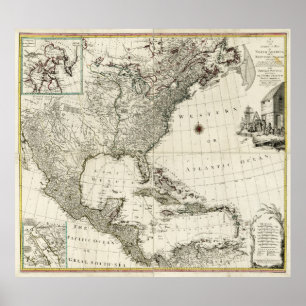Map of North America according to Treaty of Paris Poster