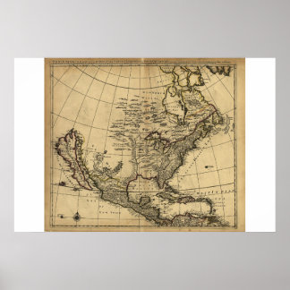 Map of North America, English, circa 1685 Poster