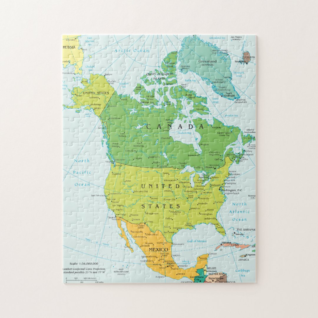 Map of NorthAmerica Jigsaw Puzzle Zazzle