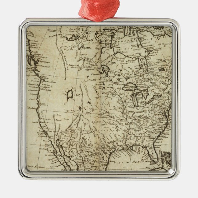 Map of North America Metal Tree Decoration (Front)