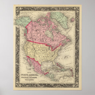 Map Of North America Poster