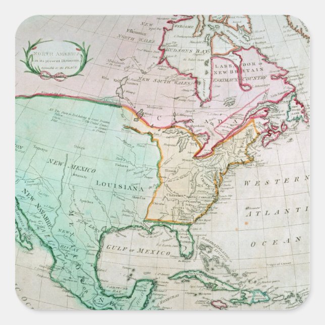 Map of North America Square Sticker (Front)
