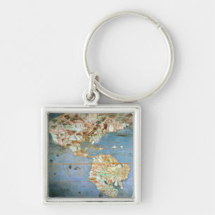 Map of North and South America Key Ring