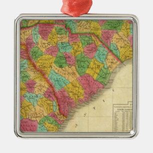 Map of North and South Carolina, and Georgia Metal Tree Decoration