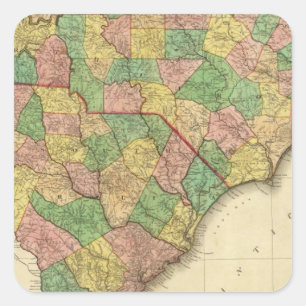 Map of North and South Carolina Square Sticker