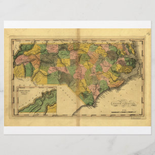 Map of North Carolina by Mathew Carey (1814)