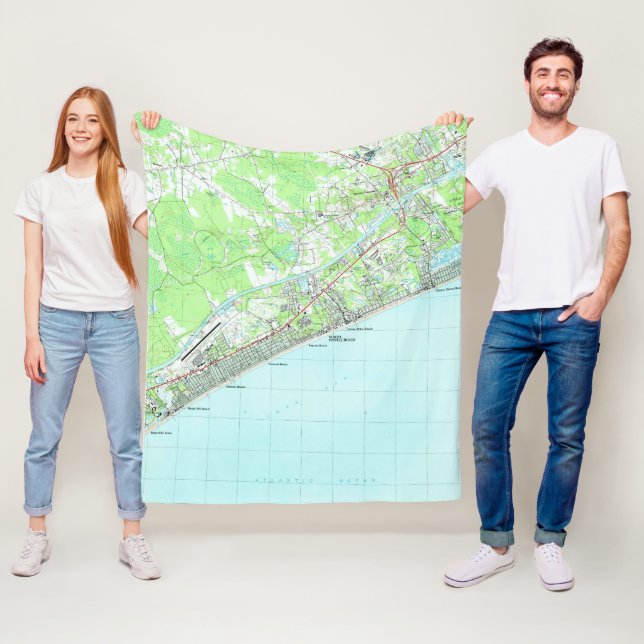 Map of North Myrtle Beach South Carolina (1990) Fleece Blanket (In Situ)