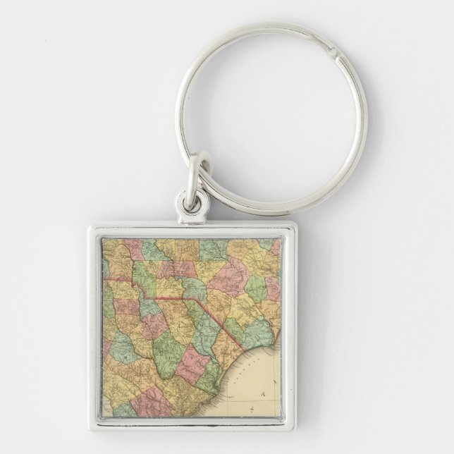 Map of North South Carolina Key Ring (Front)