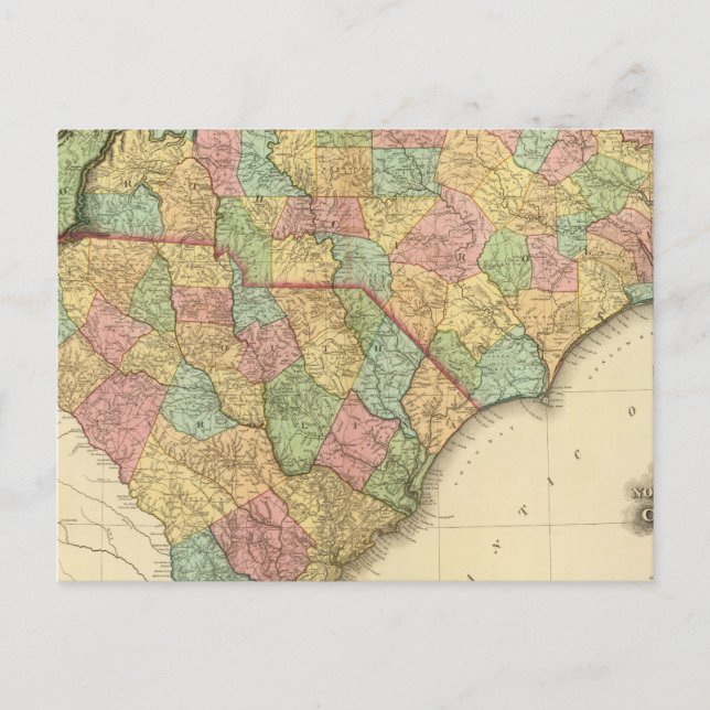 Map of North South Carolina Postcard (Front)