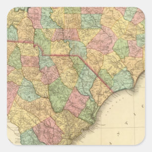 Map of North South Carolina Square Sticker