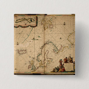 Map of Northern Europe 15 Cm Square Badge