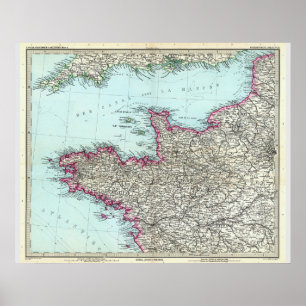 Map of Northern France (1891) Poster