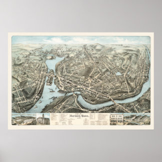 Map of Norwich, CT from 1876 Poster