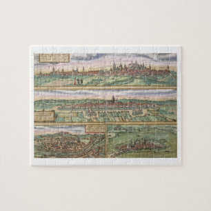 Map of Nuremberg, Ulm, and Saltzburg, from 'Civita Jigsaw Puzzle