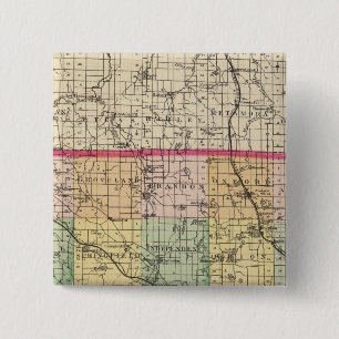 Map of Oakland County, Michigan 15 Cm Square Badge