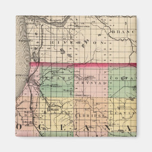 Map of Oceana County, Michigan Magnet